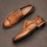 Leon | Premium Tan Calf Leather Men's Dress Shoes for Business Casual - Montrell