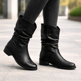 Beckett | Black Leather Ankle Boots with Fleece Lining for Women - Montrell