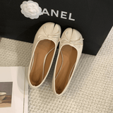 Chic Atelier | Black Microfiber Leather Women’s Bow Detail Tabi Flats - Montrell