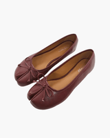 Chic Atelier | Black Microfiber Leather Women’s Bow Detail Tabi Flats - Montrell