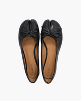 Chic Atelier | Black Microfiber Leather Women’s Bow Detail Tabi Flats - Montrell