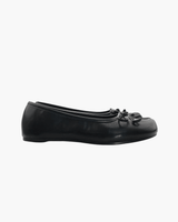 Chic Atelier | Black Microfiber Leather Women’s Bow Detail Tabi Flats - Montrell
