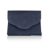 Marisa | Navy Suede Clutch Bag with Removable Chain and Wrist Straps - Montrell
