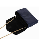 Marisa | Navy Suede Clutch Bag with Removable Chain and Wrist Straps - Montrell