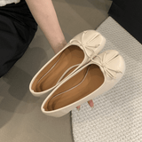 Chic Atelier | Black Microfiber Leather Women’s Bow Detail Tabi Flats - Montrell