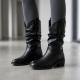 Beckett | Black Leather Ankle Boots with Fleece Lining for Women - Montrell