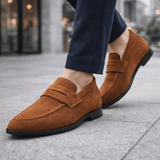 Bond | Water - Resistant Dark Brown Suede Penny Loafers - Montrell