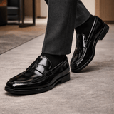 Evander | Leather Penny Loafers | Men’s Black Loafers - Montrell