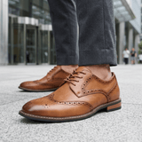 Leon | Premium Tan Calf Leather Men's Dress Shoes for Business Casual - Montrell
