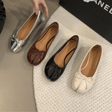 Chic Atelier | Black Microfiber Leather Women’s Bow Detail Tabi Flats - Montrell