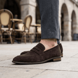 Bond | Water - Resistant Dark Brown Suede Penny Loafers - Montrell