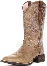 Samantha | Brown Pink Wide Square Toe Western Boot - Montrell